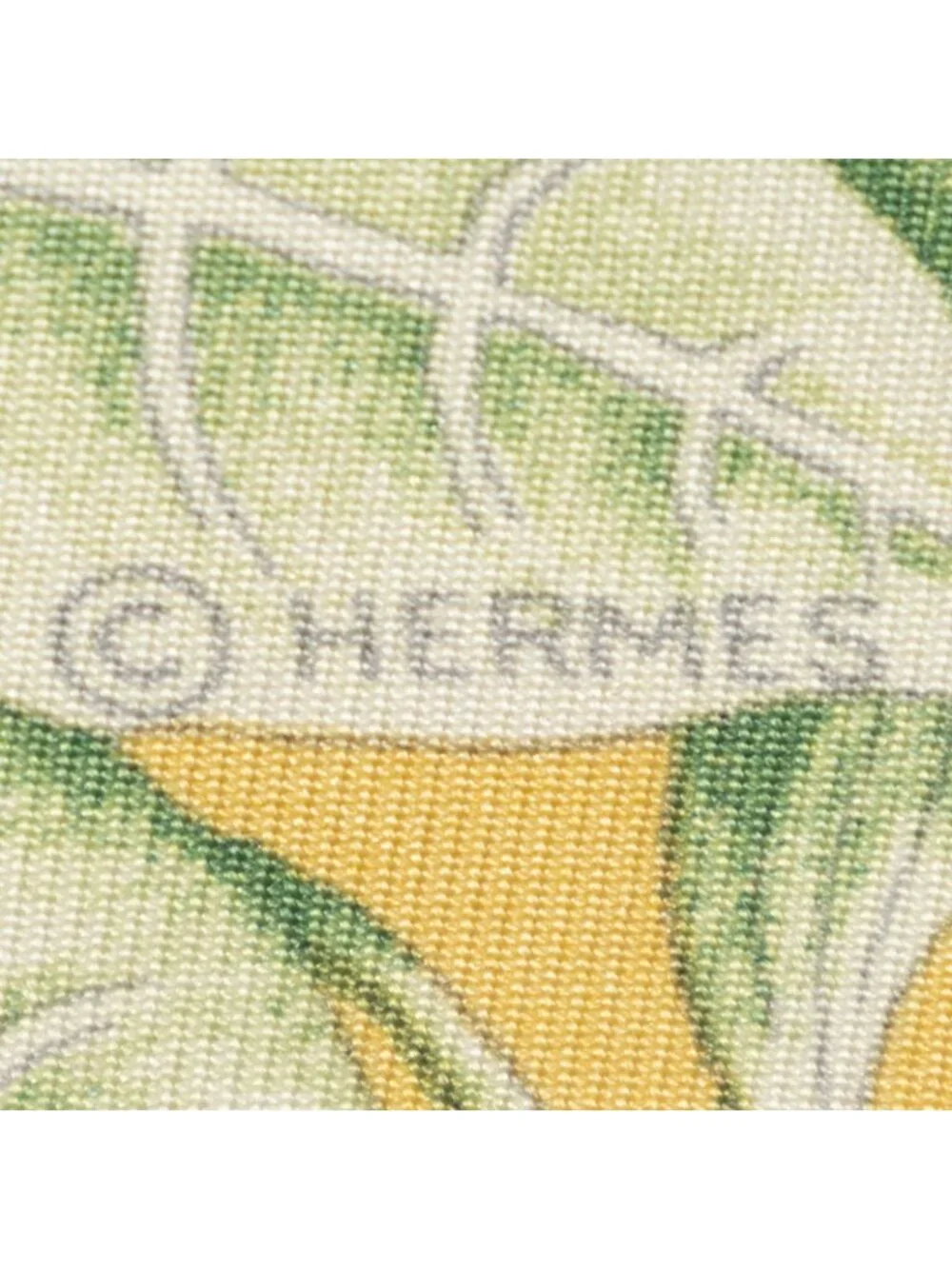 Hermes Scarf Yellow Green Twill Silk